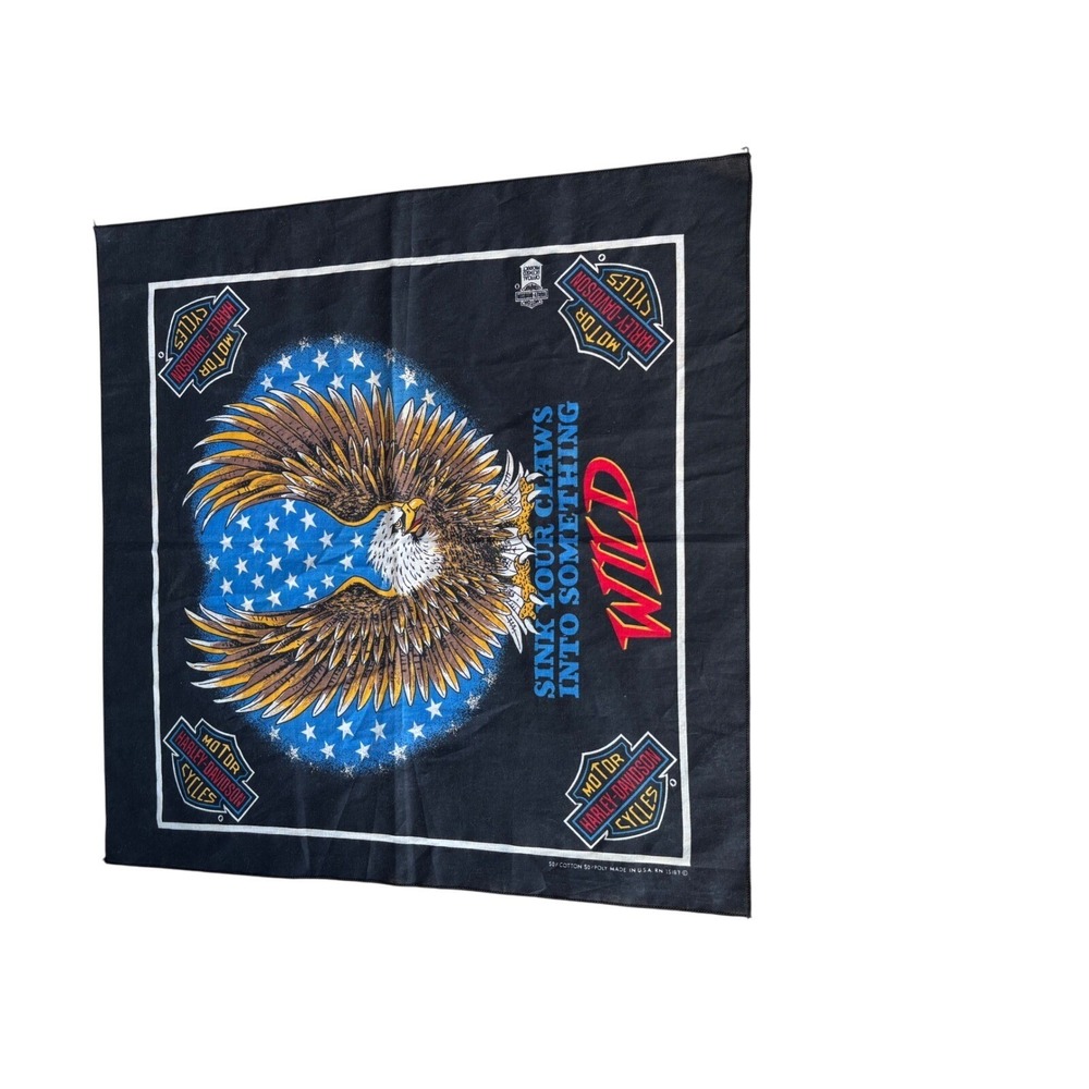 Vintage Harley Davidson‎ Bandana USA Eagle Motorcycle Biker WILD 80s 90s